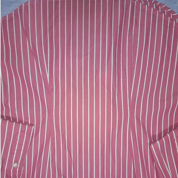 Ladies Vintage Chaps Pink & White Striped Button Down Collar LS Shirt Size M - Picture 6 of 12